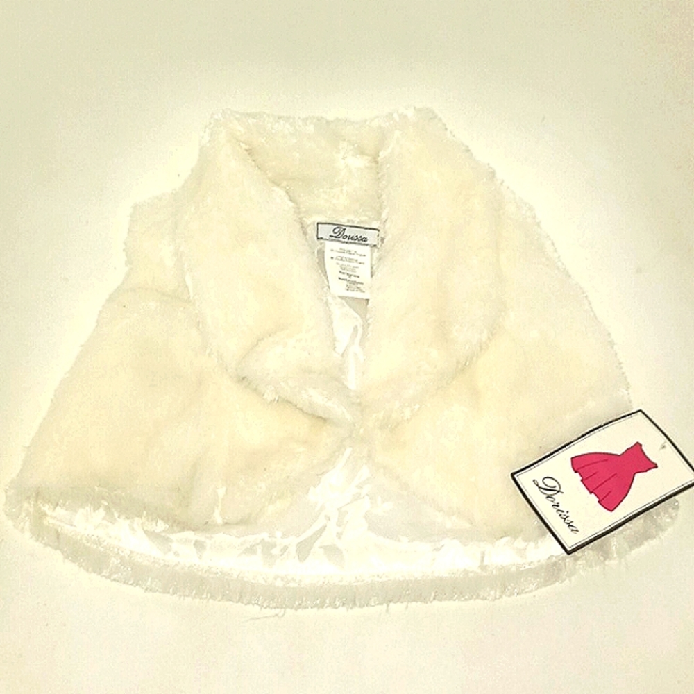 DORISSA OFF WHITE FAUX FUR GIRL BOLERO TOP